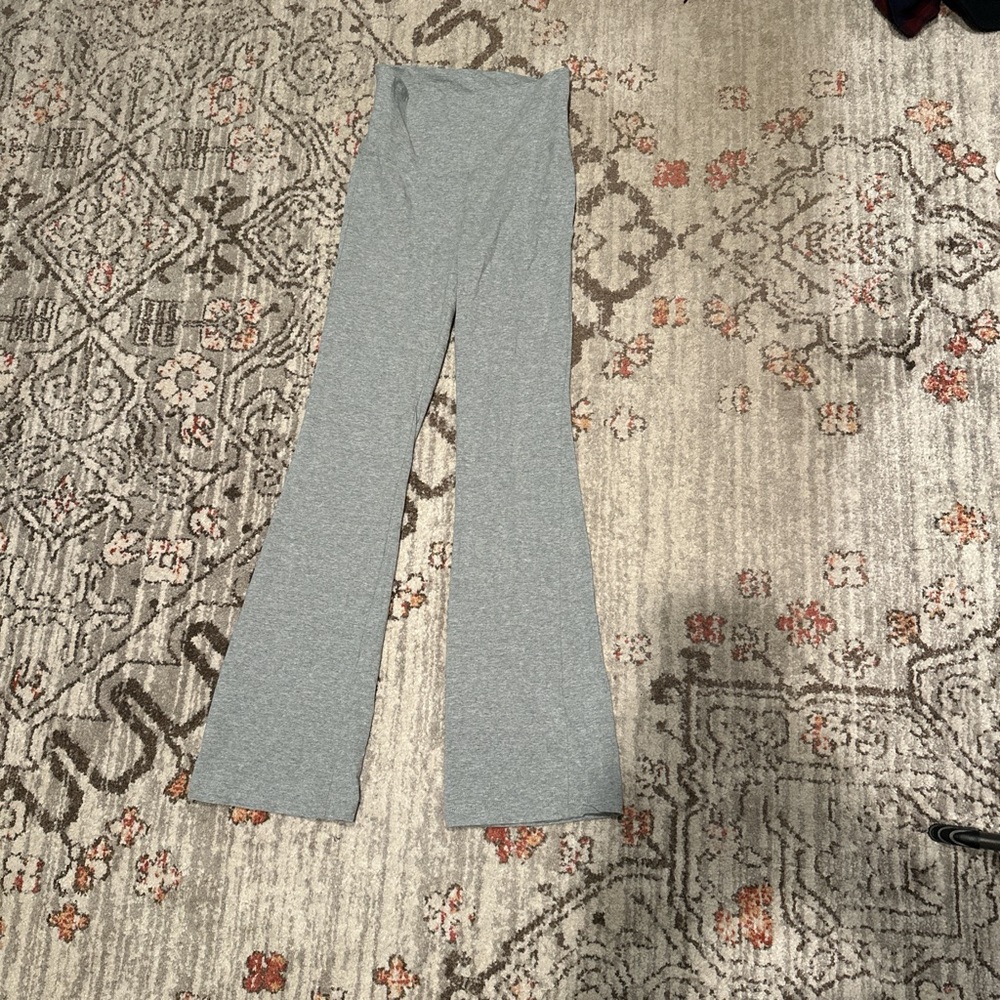 Gray High-Waisted Flare Pants